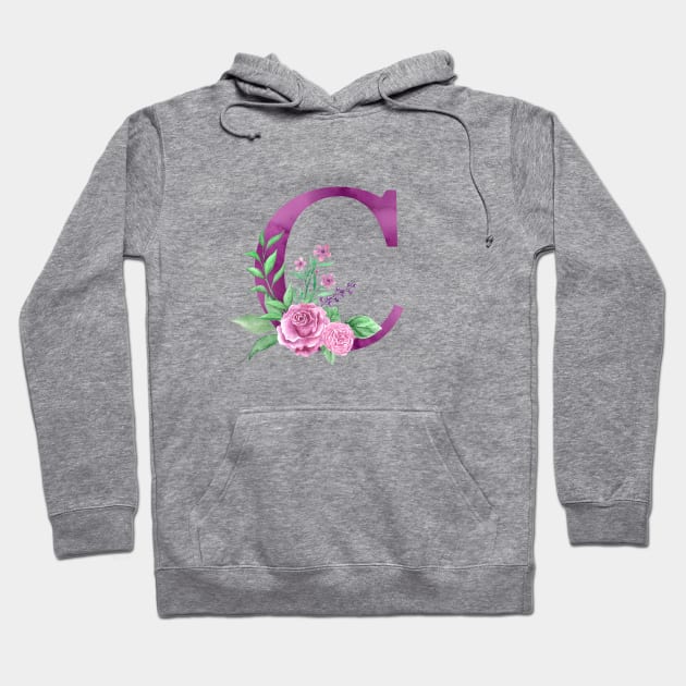 Floral Monogram C Beautiful Rose Bouquet Hoodie by floralmonogram